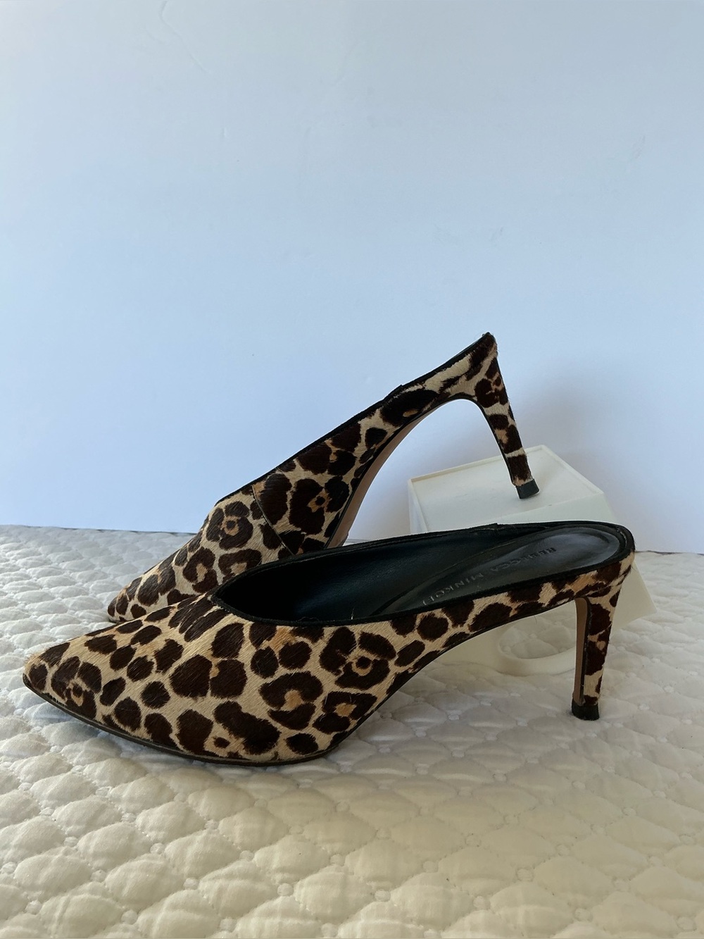 Rebecca Minkoff Leopard Print HairCalf Pointed-Toe Mule Heels 8